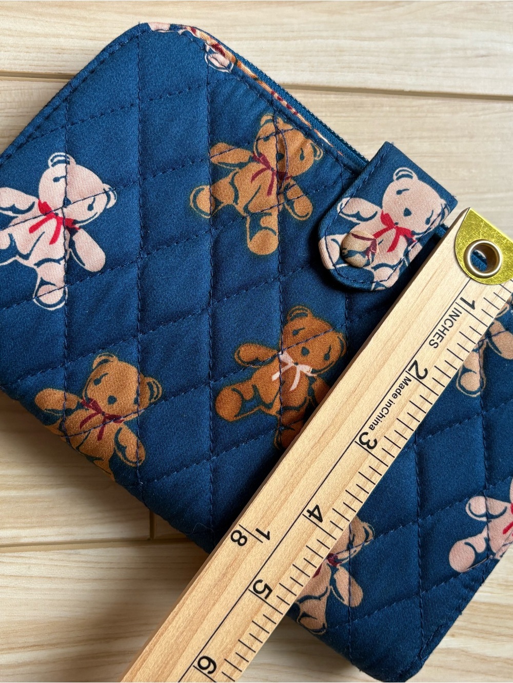 Vera Bradley Navy Teddy Bear Quilted Wallet Large - Picture 6 of 6